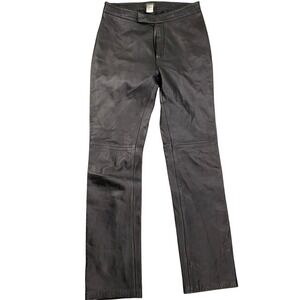 for joseph LEATHER Pants Womens 26 Black Straight Leg Butter Soft Moto Biker